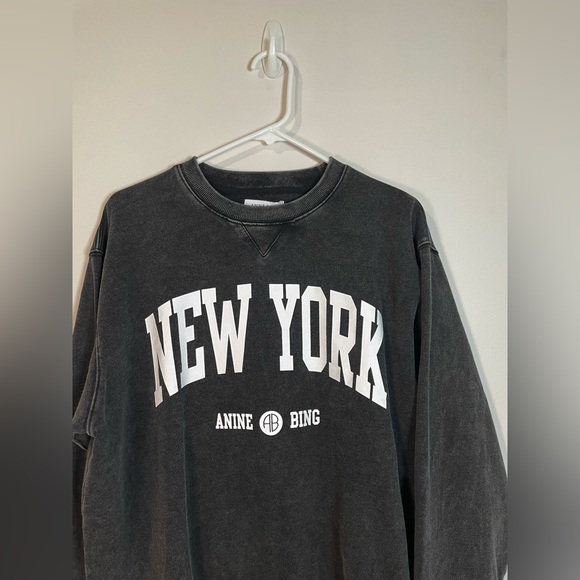 NEW Anine Bing Ramona New York Sweatshirt, Black, Women’s Medium - Picture 3 of 11